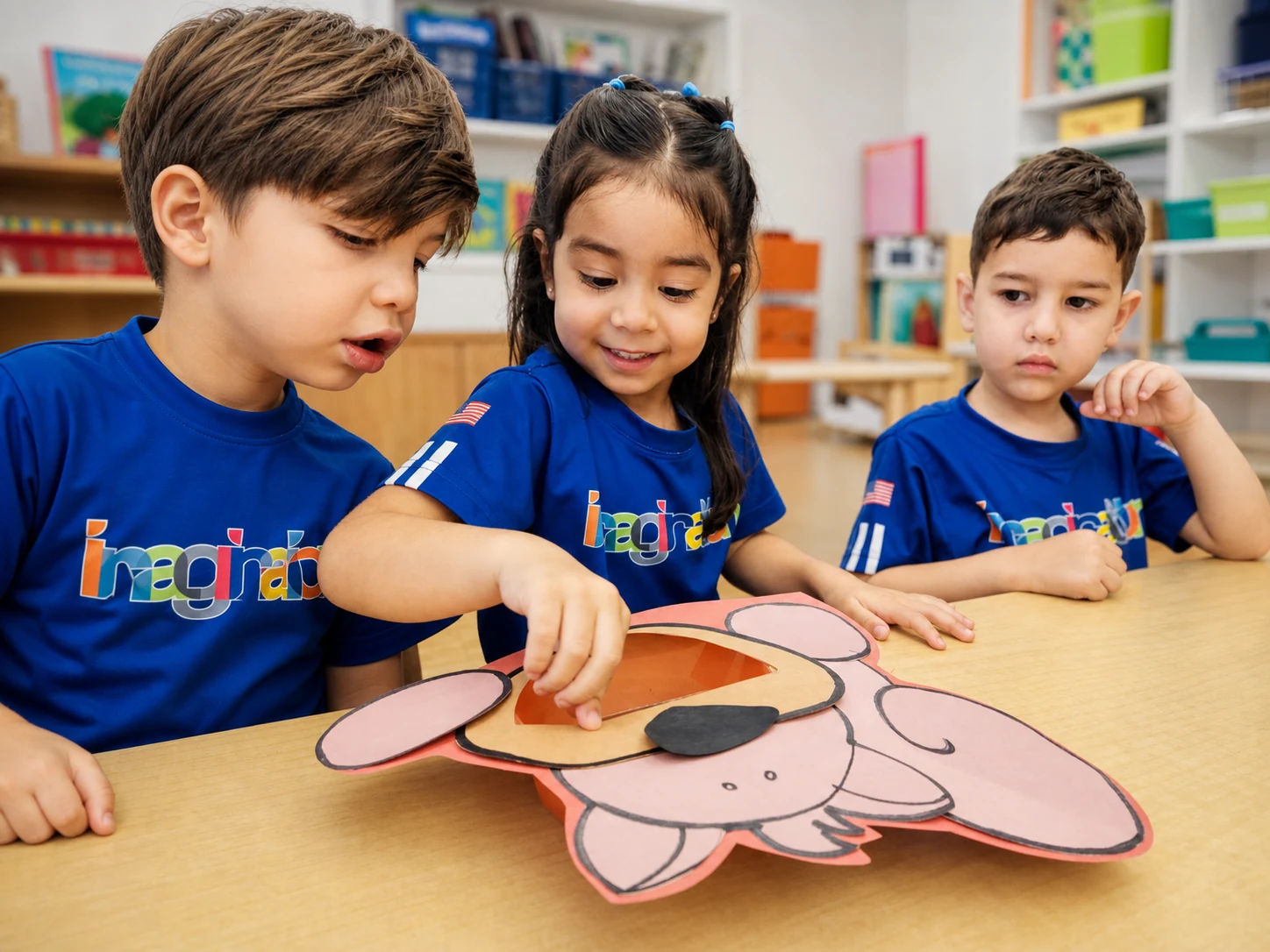Children assembling an animal puzzle together
